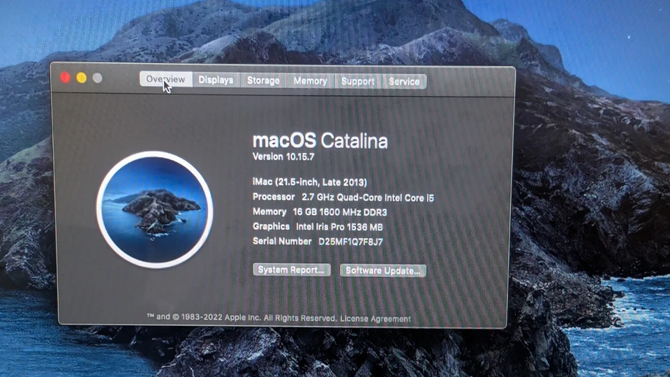 Apple iMac 2013 A1418 21.5 Quad Core i5 2.7GHz 16GB RAM 1TB Fusion HD 128GB SSD - Image 2 of 4