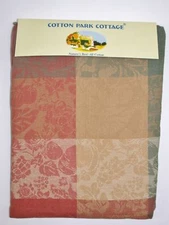 Cotton Park Cottage 100% Cotton Tablecloth ~ Pumpkin & Floral ~ 70" Round *NEW*