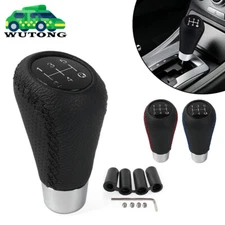 Black Leather 5 Speed Manual Car Gear Stick Shifter Shift Knob Lever Universal