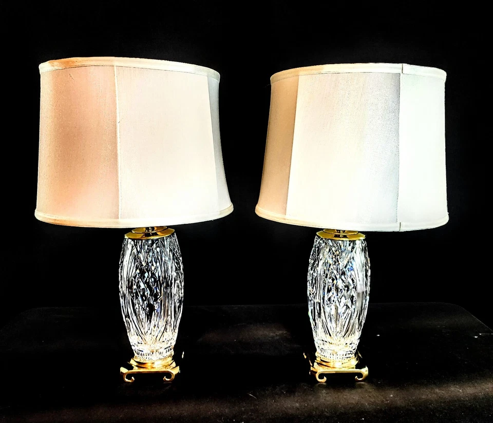 Par de abajures de cristal Waterford tamanho médio corte fino - Novo em folha com etiquetas! - Imagem 2 de 4