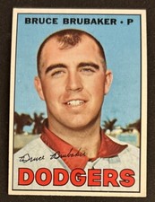 1967 Topps Bruce Brubaker Baseball Rookie Card #276 Dodgers Pitcher Poor Creased