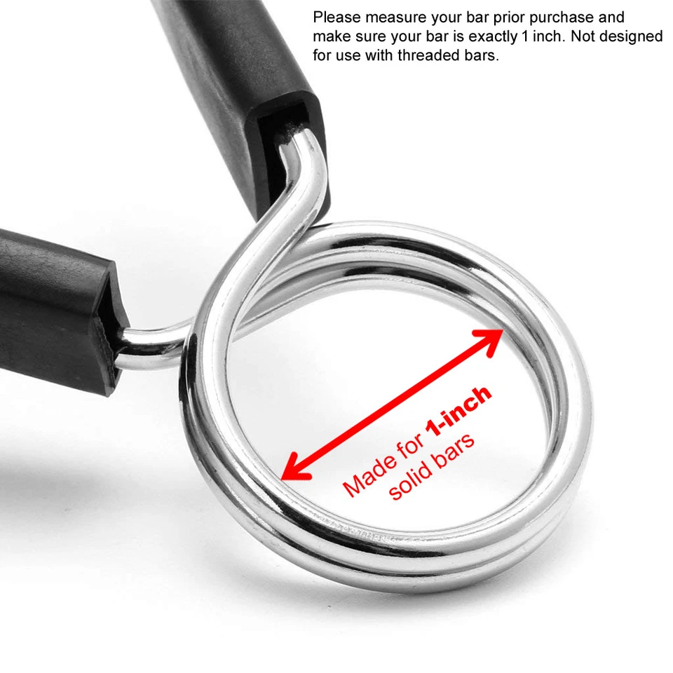 弹簧夹项圈重量哑铃手柄适用于标准1英寸杆一对 — 第 2/4 张图片