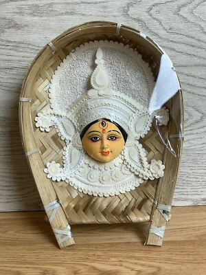 Handmade Bengali Durga Goddess Folk Art Bamboo Kulo Tray 11x7 Hindu Decor