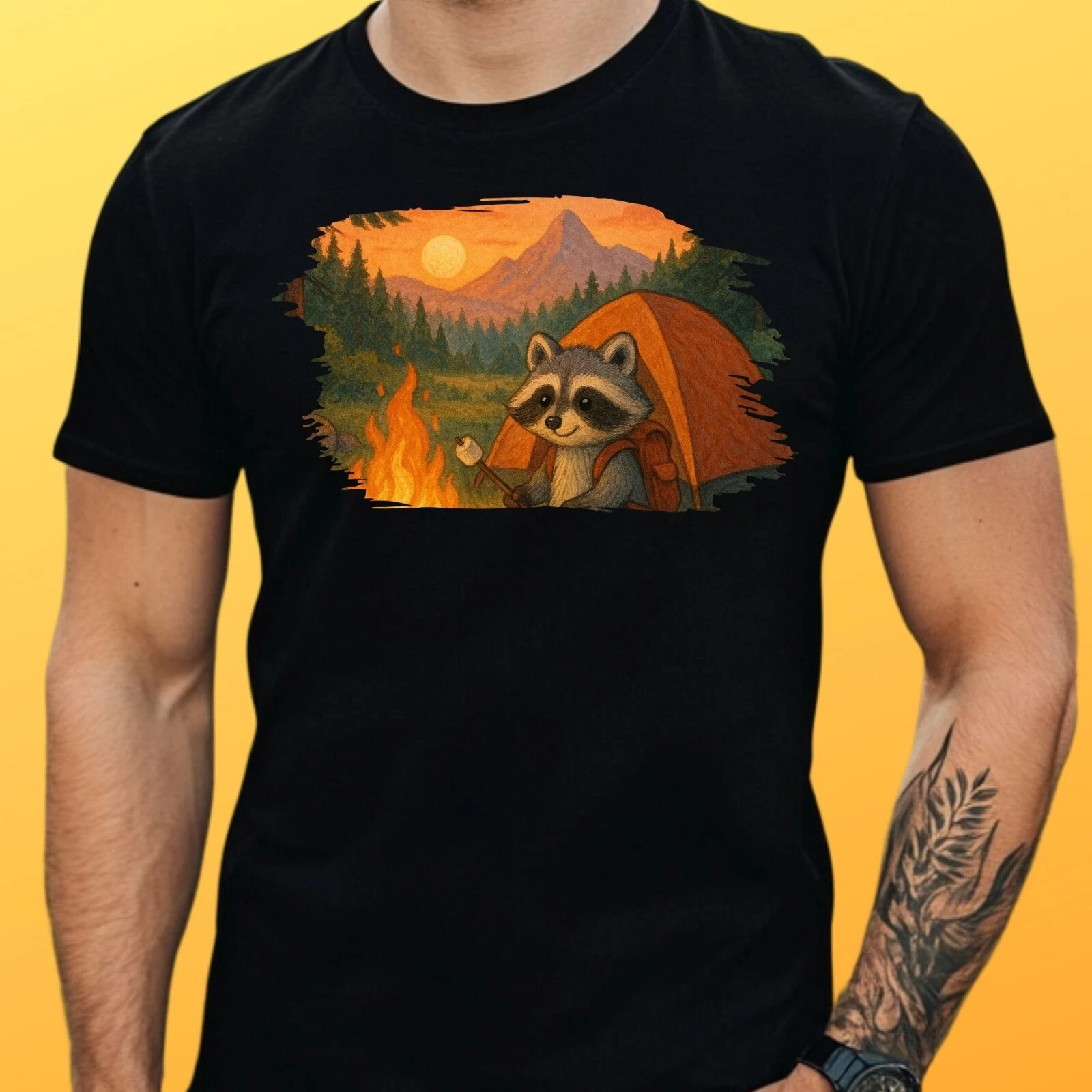 Mens Camping Raccoon Print Cotton T-Shirt Size S to 5XL
Opens in a new window or tab
