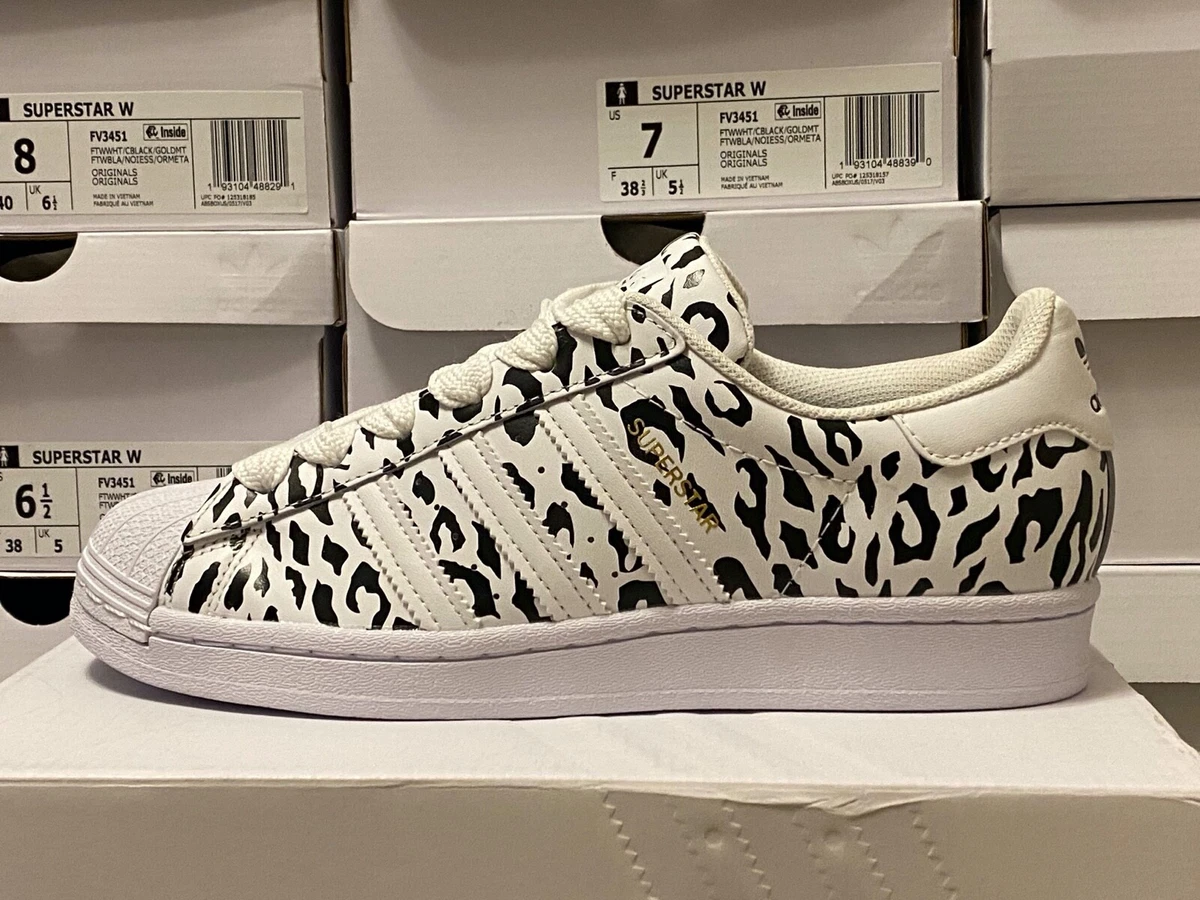 biología Apropiado seguramente Adidas Superstar Women&#039;s FV3451 &#034;CHEETAH PRINT&#034; SHELL  TOE&#034; White/Black/Gold NEW | eBay