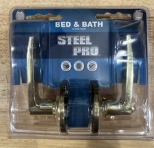 Bed & Bath Steel Pro Polished Brass Lever Handle  (230057)