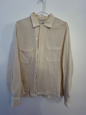 Bode Fisherman's Net Cotton Button Up Dress Shirt Size Mens L / XL (Fits M - L)