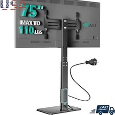 Height Adjustable Floor TV Stand W/ Power Hub Swivel Mount 32-75 Inch TVs New