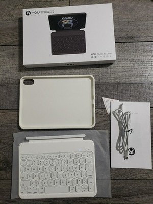 HOU Keyboard Case for iPad Mini 7/6, Adjustable Stand, Detachable Pearl White 