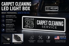 Carpet Cleaning Service Illuminated LED Windshield Light Box Sign | Made in USA