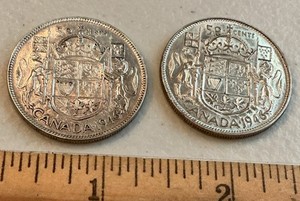 2 Canada Half Dollars Variet “hoof Inside 6” High Grade For Series See Pics!