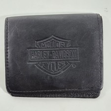 Genuine Vintage Harley Davidson Leather Bifold Simple Wallet 1980's Embossed