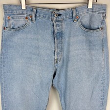 Levis 501 Jeans Mens 36x33 tagged 36x34 Blue Denim Straight Light Wash