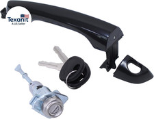 Front Left Black Exterior Door Handle and Door Lock Cylinder Kit for Hyundai Ela