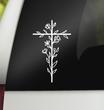 Cross Decal  Floral Cross Decal  Christian Religious Vinyl Sticker  Car