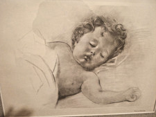 FRANCESCO MESSINA GRAFICA ORIGINALE ANNI '60 " BIMBO CHE DORME" FIRMATA
