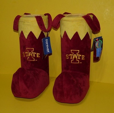 TWO IOWA STATE STANDING CHRISTMAS  STOCKINGS/BOOTS - COLLEGIATE LICENSED