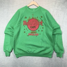 Vintage Hard Rock Cafe Crewneck Sweatshirt XL Happy Holidays Dallas 1990 Jerzees