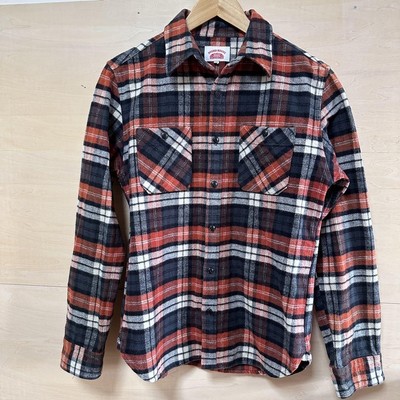 Round House Check Flannel Shirt Made in USA for Men, Size M, Thick Fabric, Used