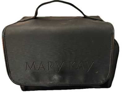 Vintage Mary Kay Black+Pink Folding / Hanging Makeup Travel Bag  | 4 Zip Pockets