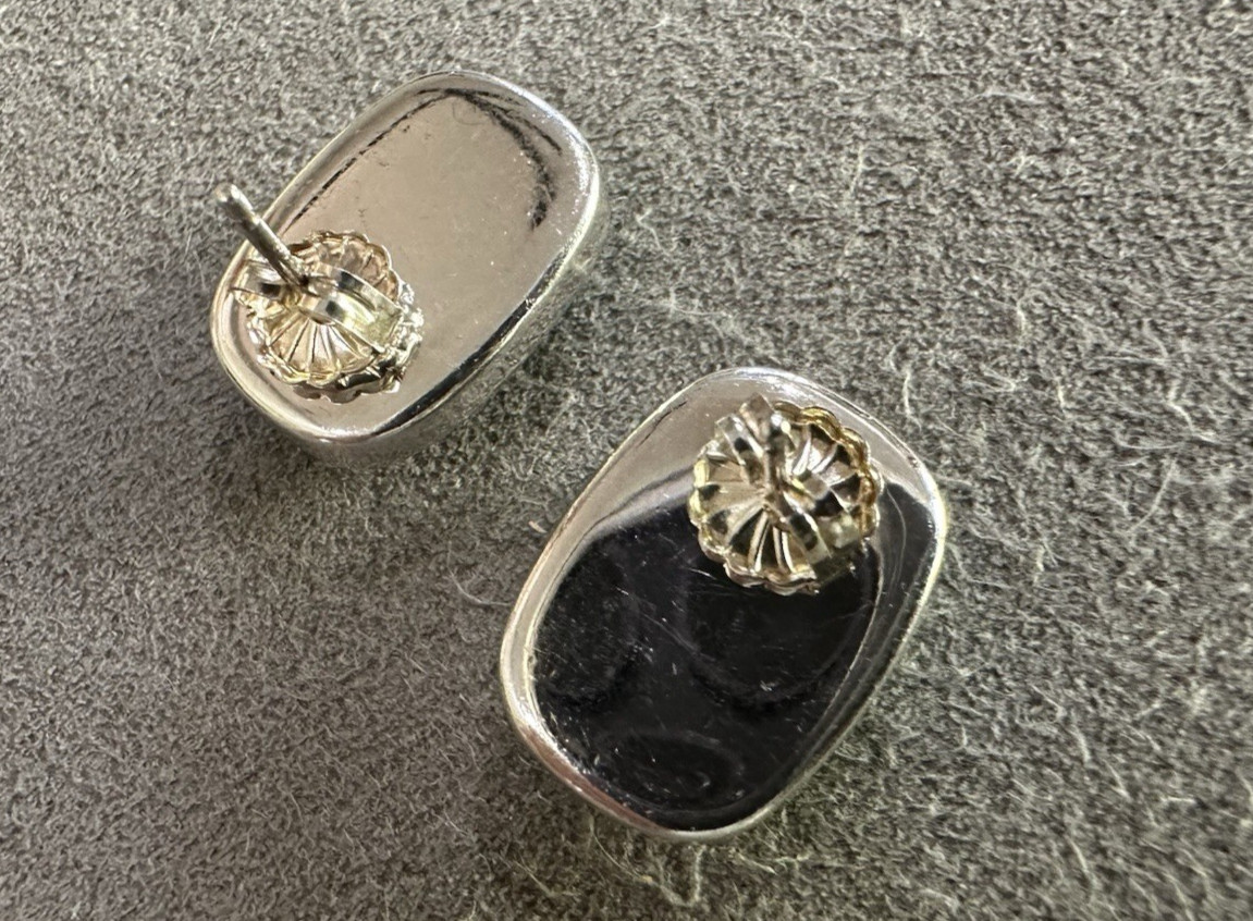 Sterling Silver Turquoise Rectangular Stud  Earri… - image 6