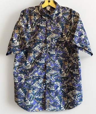 80s 90s USA Columbia Camp Shirt Fishing Equestrian RETRO Button Down - AS IS