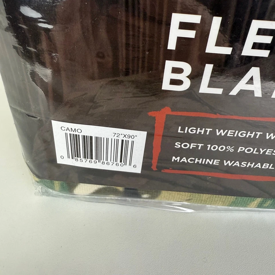 Manta polar camuflaje verde camuflaje 100 % poliéster rendimiento nuevo en paquete 72" x 90"  Foto 3 de 4