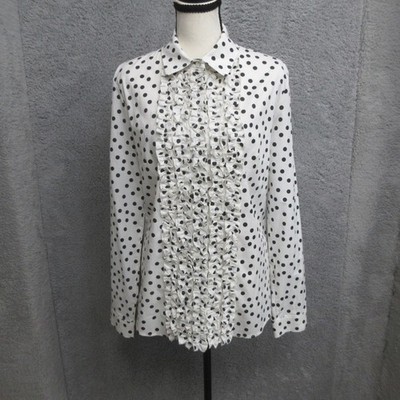 Imperial Polka Dot Ruffle Blouse Women S White Black Tuxedo Front Office Siren