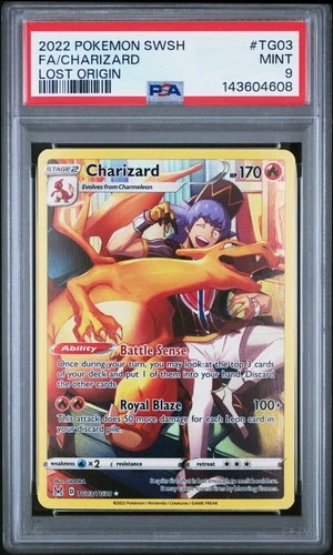 2022 POKEMON SWORD & SHIELD LOST ORIGIN #TG03 FULL ART/CHARIZARD PSA 9