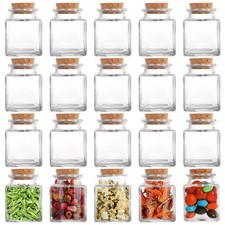 20 PCS Glass Favor Jars with Cork Lids, 2 OZ Mini Square Vials Bottles for He...