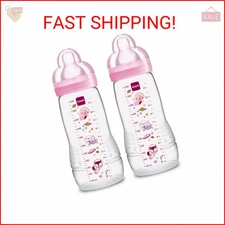 MAM Easy Active Baby Bottles 11oz, Fast Flow Skinsoft Silicone Nipple with Wide 