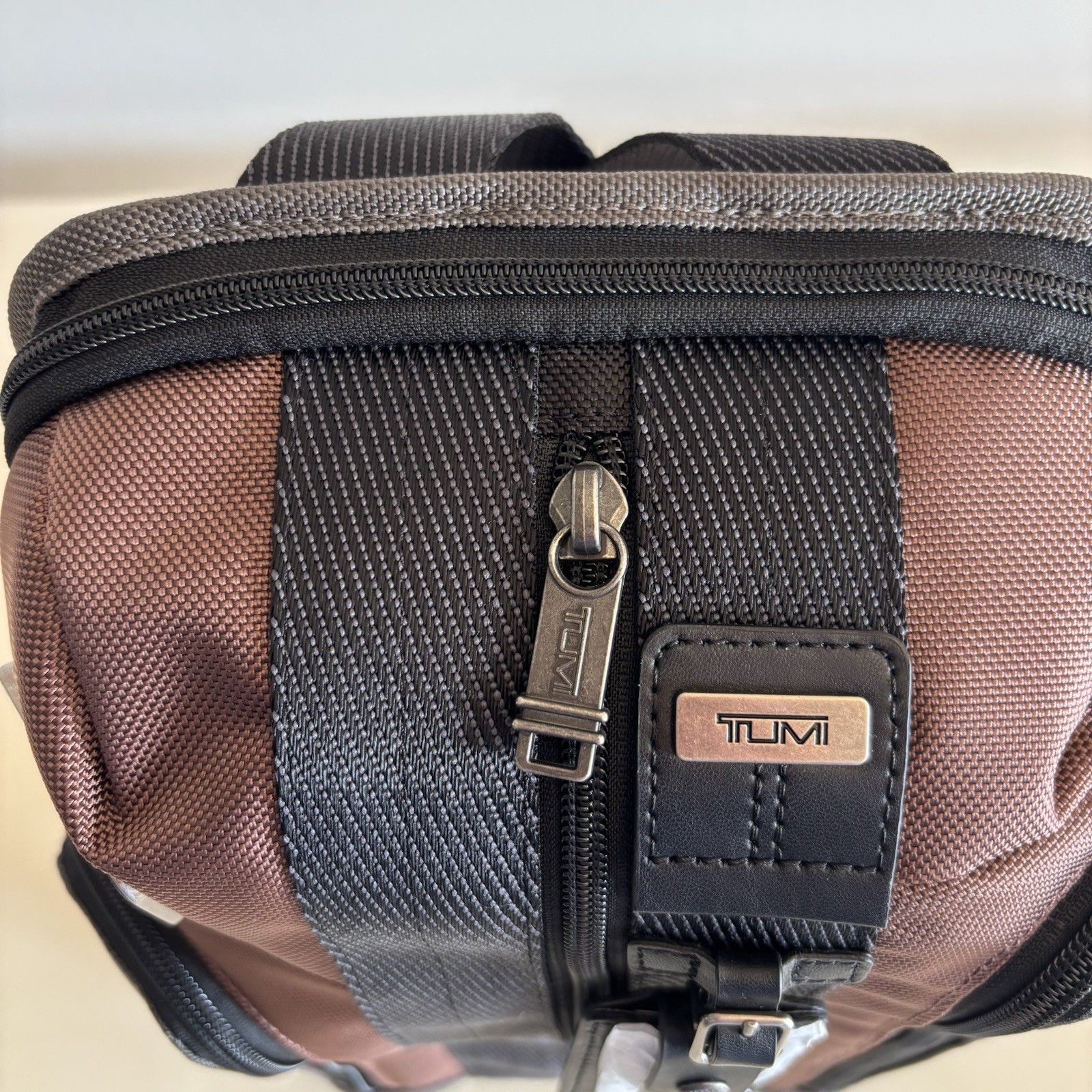 TUMI Higgins Sling Crossbody Day Bag Copper Gray and Black Ballistic Nylon image 2