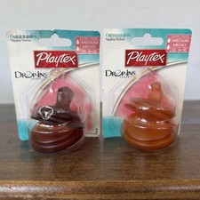 Vintage 2005 Playtex Drop-Ins Orthodontic Latex Nipples Medium Flow Lot Of 2 NOS