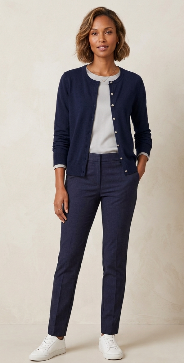navy blue cardigan for dress Cozy Meadow Cotton Navy Long Sleeve Knit Cardigan main image 0