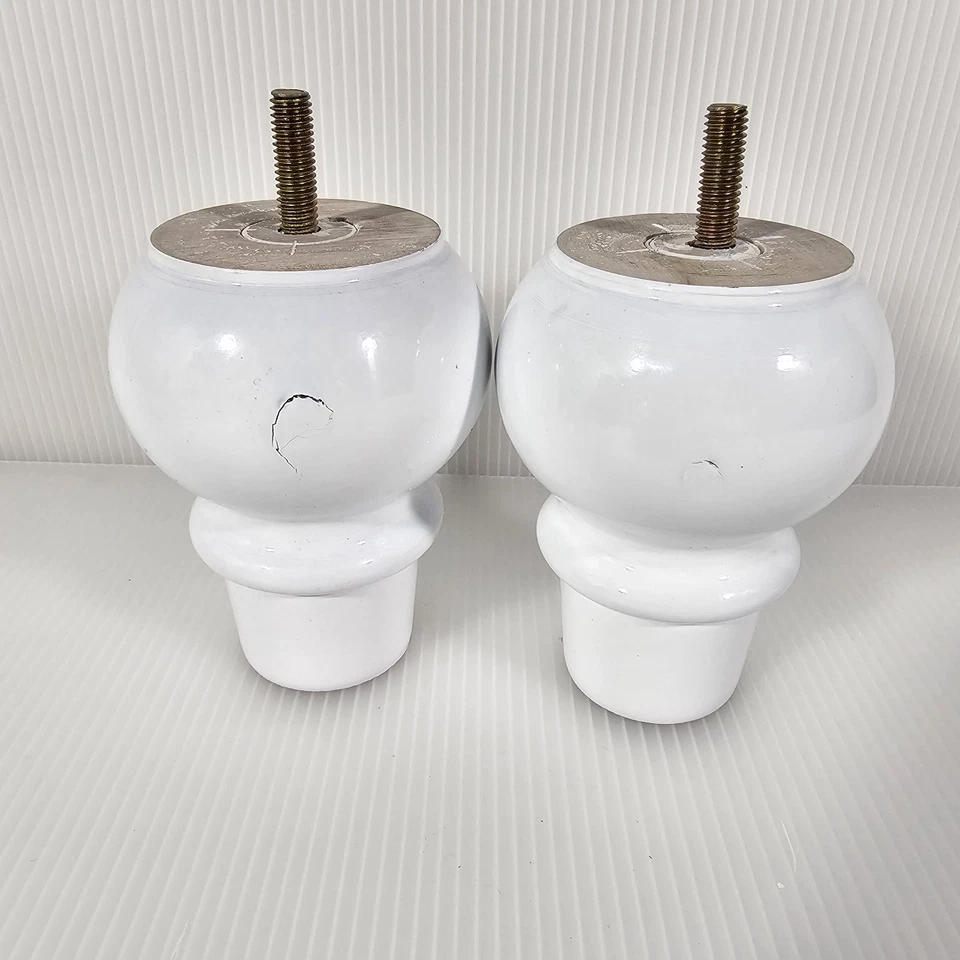 Patas redondas de madera para sofá, juego de 2, patas de sofá para muebles, 4 pulgadas, blanco Foto 2 de 4