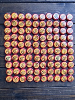 Shiner Bock Texas Beer Bottle Cap Twist Top Lid Lot 100 Old Ram Head Red Yellow