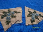 Handmade Lunéville Appliques. Blue beads on silk. Ref: No. 190