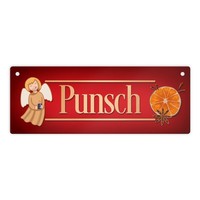Punsch Metallschild L In 10,5X28Cm In Rot