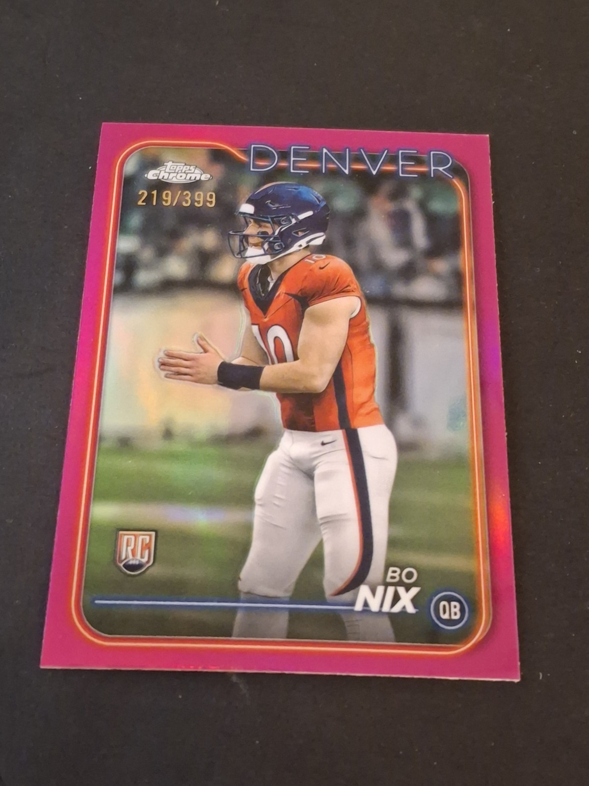 2024 Topps Chrome - Rookies Bo Nix #206 Magenta Refractor /399 (RC)
