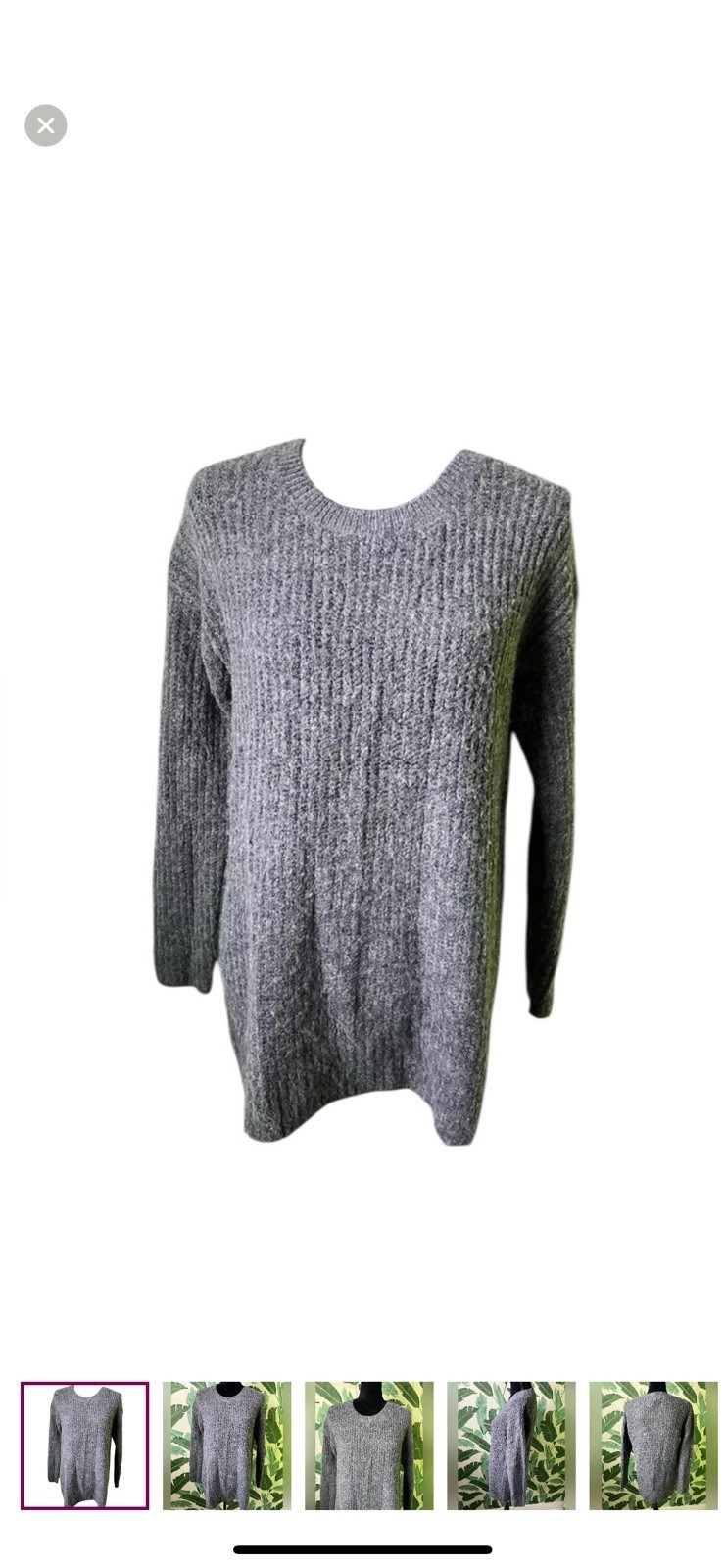 Halogen Ribbed Gray Tunic Oversized Crewneck Swea… - image 1