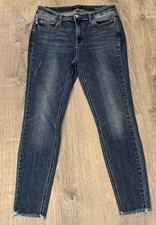 Judy Blue Denim Skinny Fit Ankle Raw Hem Mid Rise Jeans Women  s 13/31
