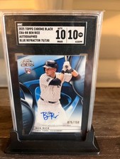 2025 Topps Chrome Black Ben Rice RC /150 Auto SGC 10 Auto 10🔥 Blue Refractor