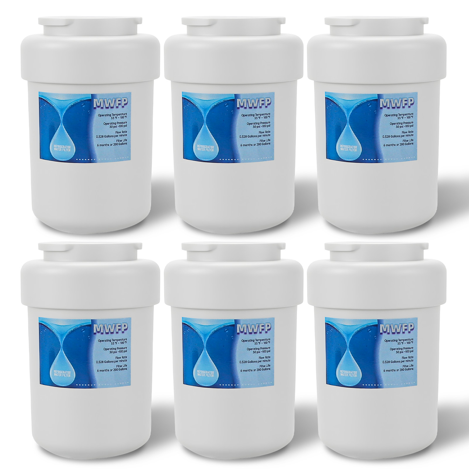 6 PACK New GE MWF MWFP GWF 46-9991 Smartwater Fridge Water Filter