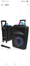 Pyle PSUFM1280B Portable Outside Speaker DJ Karaoke Machine with Fun LED Lights