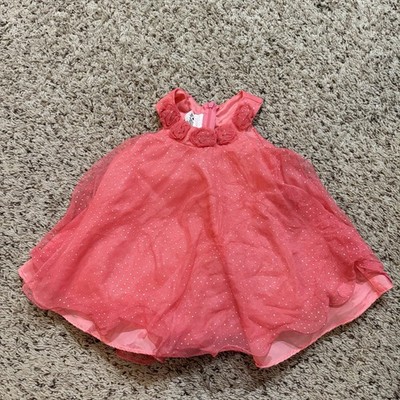 Bonnie Baby 18M Coral Tulle Glitter Dot Sleeveless Party Wedding Holiday Dress