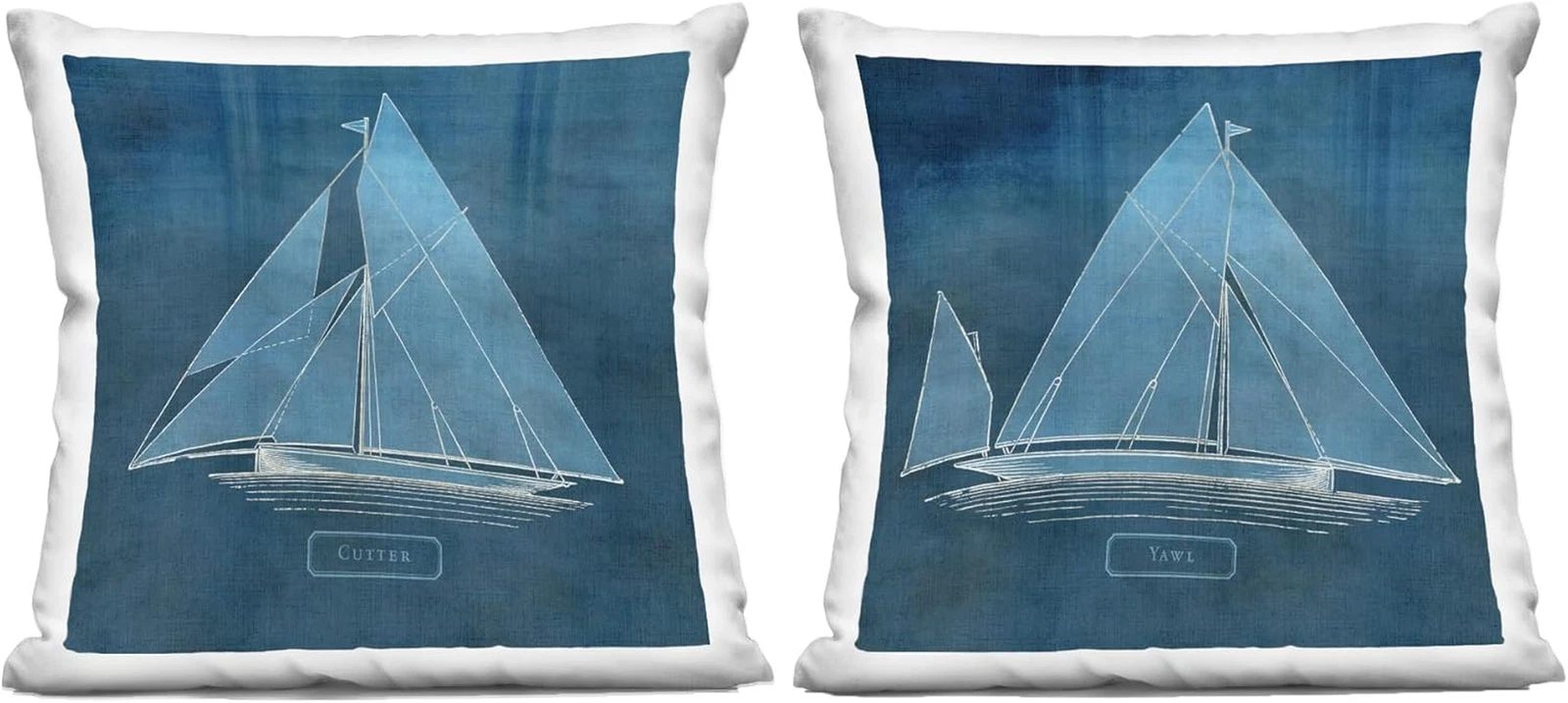 Vintage Ocean Vessels Throw Pillows - Set of 2, 18x18, Blue Decor