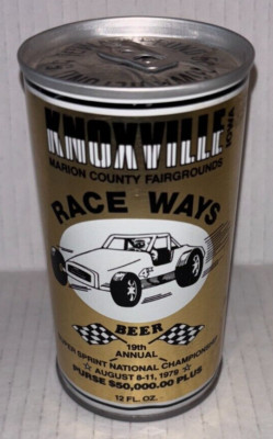 1979 KNOXVILLE IOWA RACE WAYS, 12oz. Beer Can (Open on Bottom) Sprint Car Racing