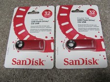 Lot of 2 SanDisk Cruzer Dial USB 2.0 32GB Flash Drive SDCZ57-032G-A4RD New