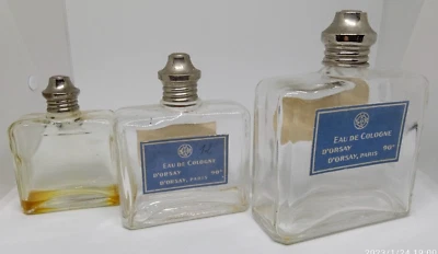 Lot de 3 Flacons Eau de Cologñe d Orsay Paris Vide Collection Vintage Ancien - Photo 1/4