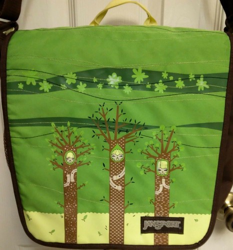 JANSPORT ARTIST SERIES JULIE WEST GREEN BROWN TREES 15" LAPTOP MESSENGER BAG - Picture 1 of 12